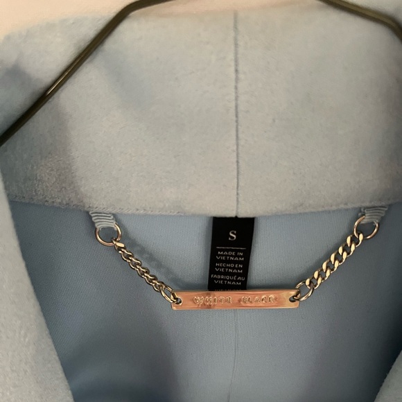 White House Black Market Faux-Suede Drape Front Jacket, Baby Blue, Smal - Picture 6 of 10